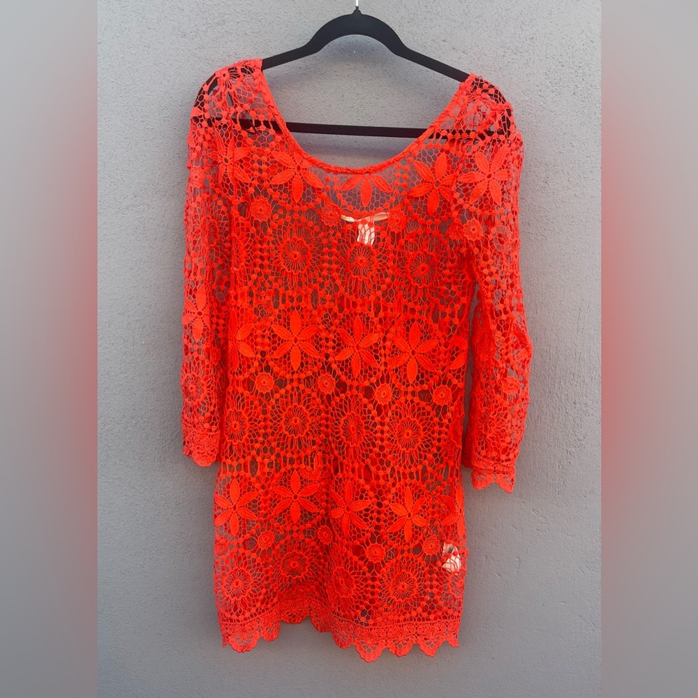 H&M Bright Red Crochet Lace Blouse